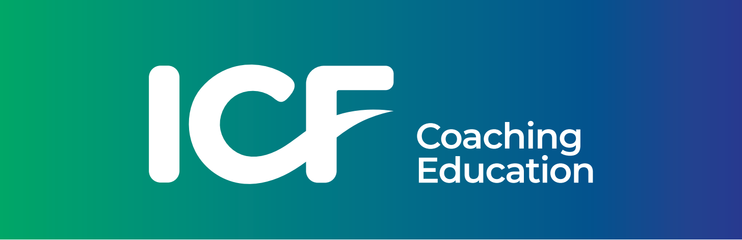 ICF CCE logo horizontal white on gradient ICF Coach Continual Education CCE